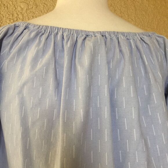 Buffalo David Button Off the Shoulder Top Blue S - Picture 6 of 7